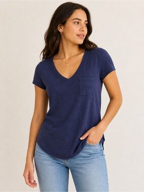 LOFT Vintage Soft Navy Pocket Tee | Size M | Classic Everyday T-Shirt